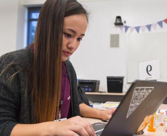 PharmD student on laptop